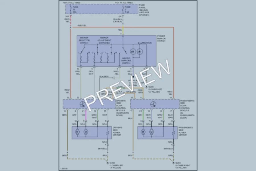 2000 Volkswagen NewBeetle Power Mirrors wiring diagram preview