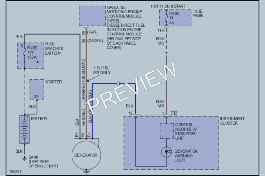 2000 Volkswagen NewBeetle Starting Charging wiring diagram preview