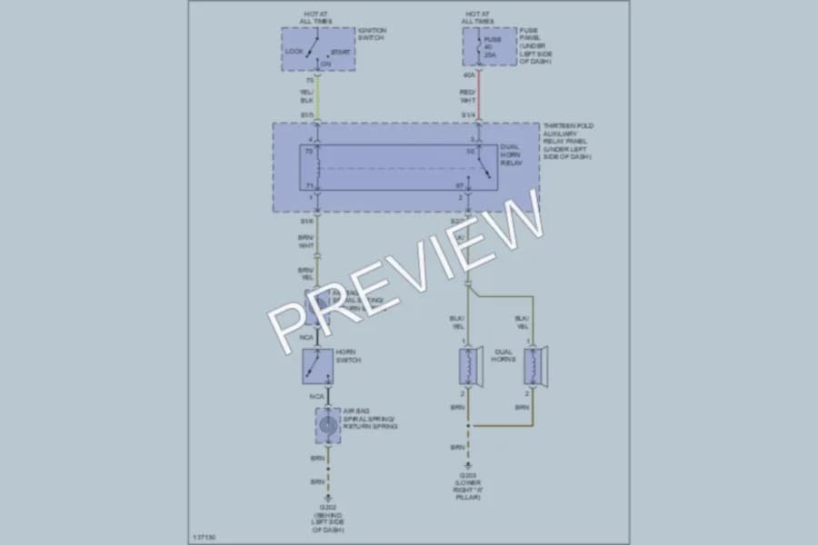 2000 Volkswagen Passat Horn wiring diagram preview