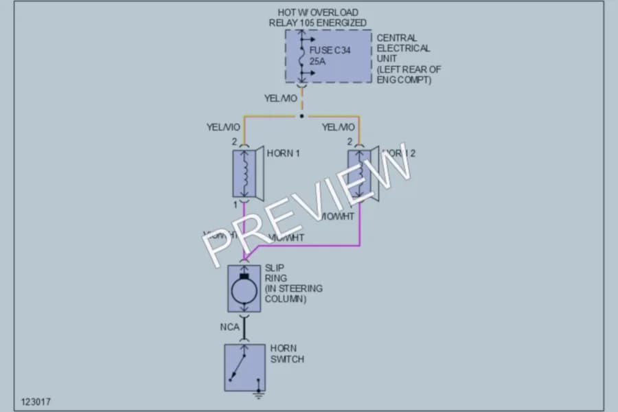 2000 Volvo C70 Horn wiring diagram preview