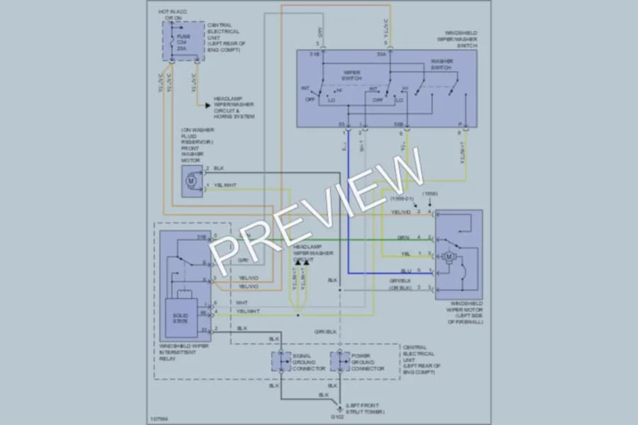 2000 Volvo C70 Wiper Washer wiring diagram preview