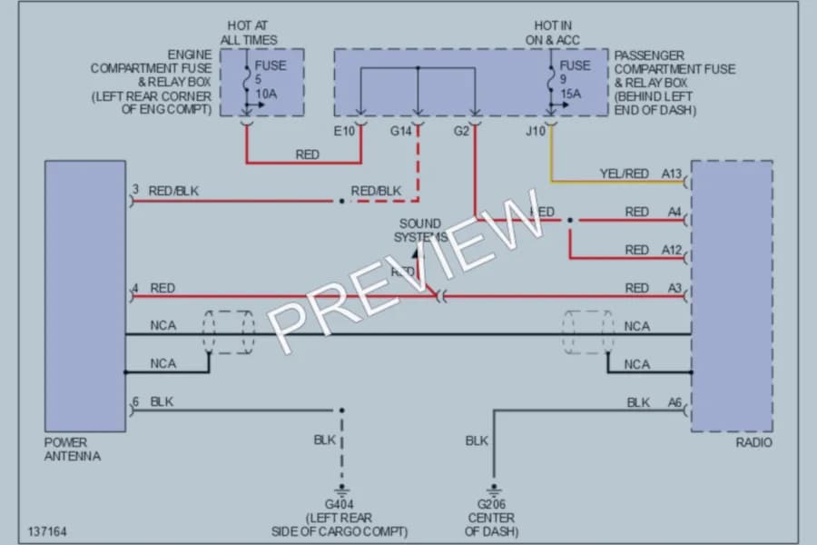 2000 Volvo S40 Power Antenna wiring diagram preview