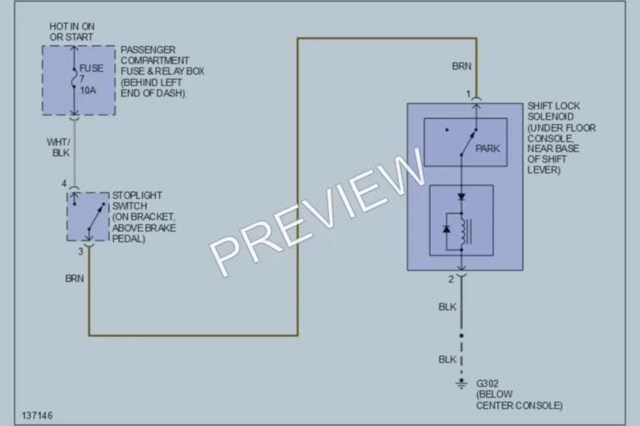 2000 Volvo S40 Shift Interlocks wiring diagram preview