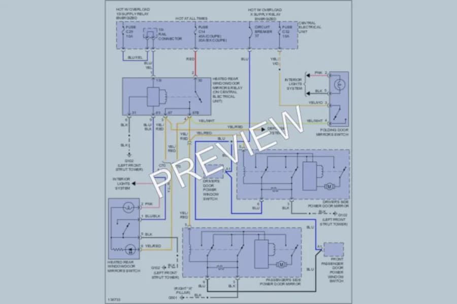 2000 Volvo S70 Power Mirrors wiring diagram preview