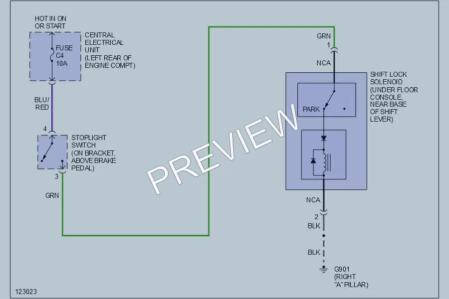 2000 Volvo S70 Shift Interlocks wiring diagram preview