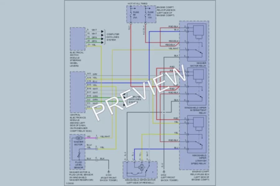 2000 Volvo S80 Wiper Washer wiring diagram preview