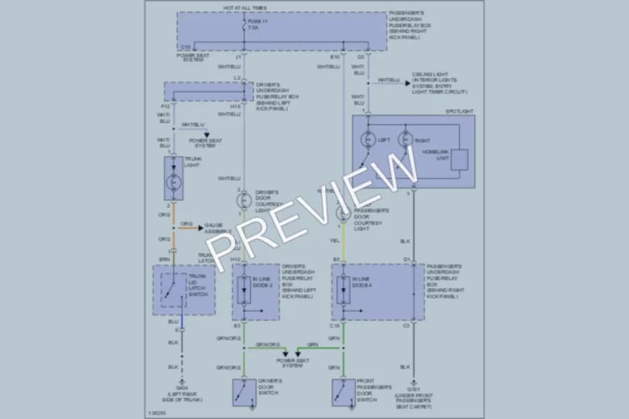2001 Acura 32CL Interior Lights wiring diagram preview