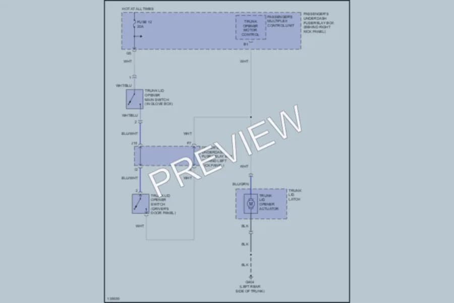 2001 Acura 32CL Trunk Tailgate Fuel Door wiring diagram preview
