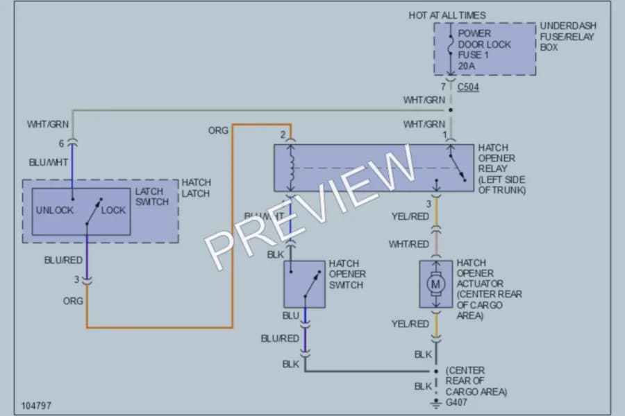 2001 Acura Integra Trunk Tailgate Fuel Door wiring diagram preview