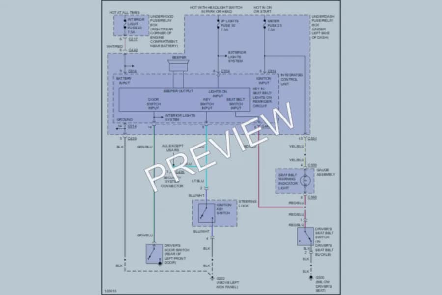 2001 Acura Integra Warning Systems wiring diagram preview