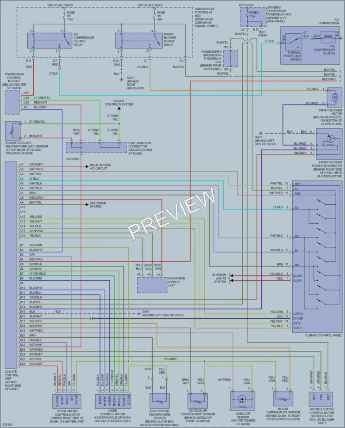 2001 Acura MDX Air Conditioning wiring diagram preview