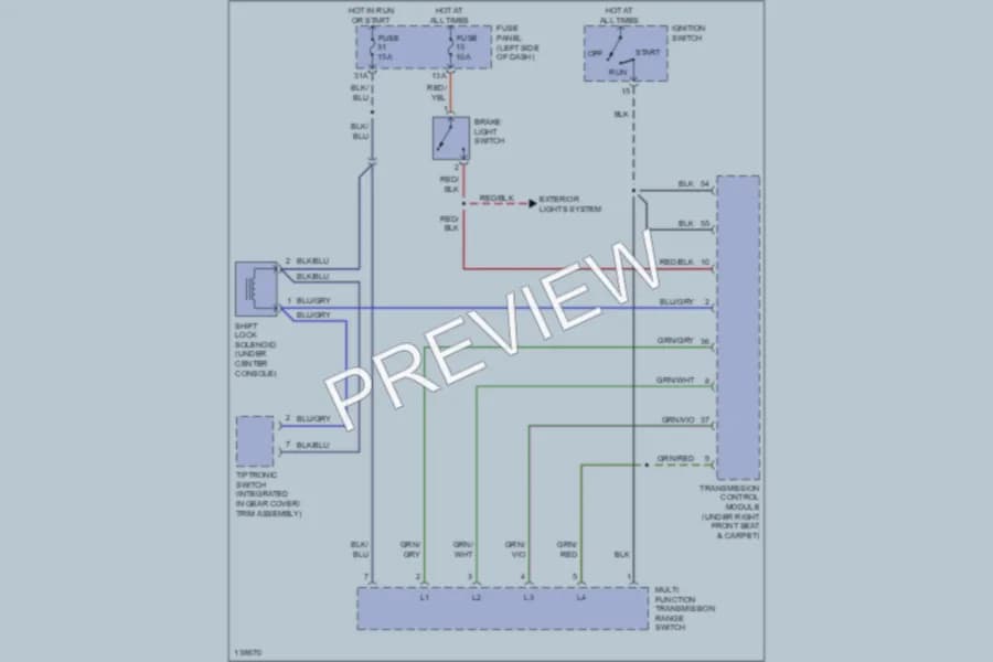 2001 Audi A6 Shift Interlock wiring diagram preview