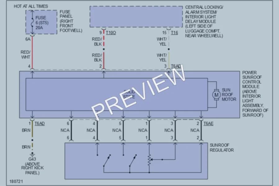 2001 Audi A8L Power Top Sunroof wiring diagram preview