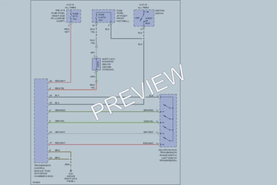 2001 Audi A8L Shift Interlock wiring diagram preview