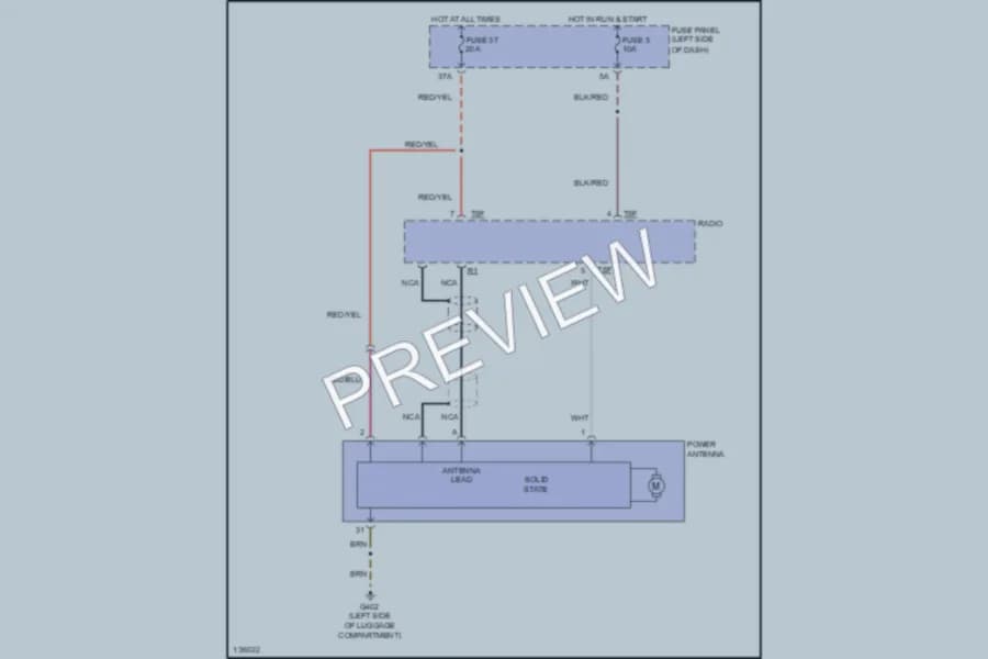 2001 Audi AllroadQuattro Power Antenna wiring diagram preview
