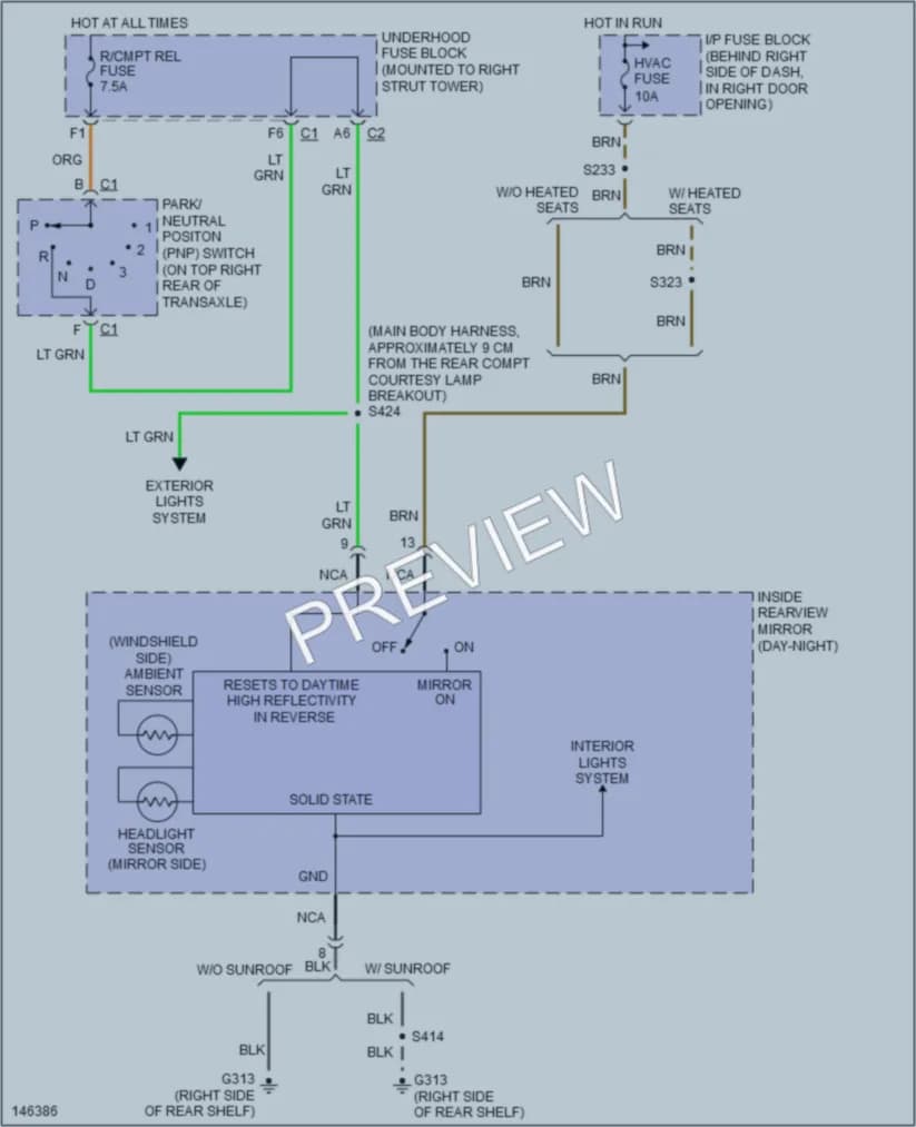 2001 Buick Century Power Mirrors wiring diagram preview