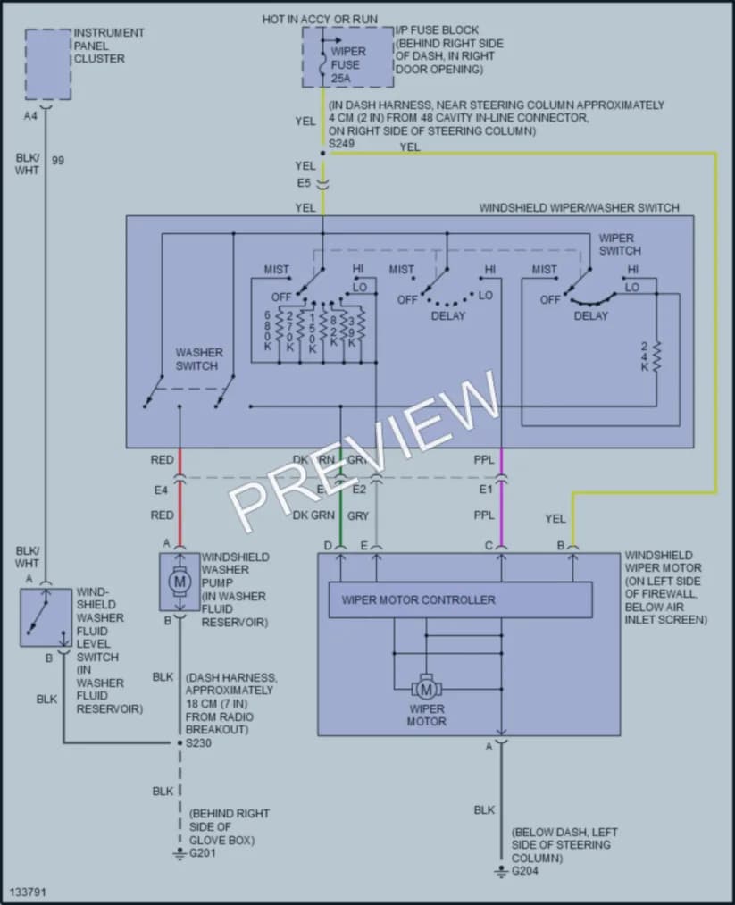 2001 Buick Century Wiper Washer wiring diagram preview
