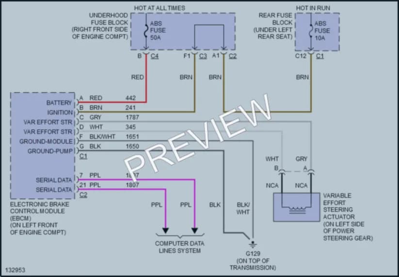 2001 Buick LeSabre Electronic Power Steering wiring diagram preview