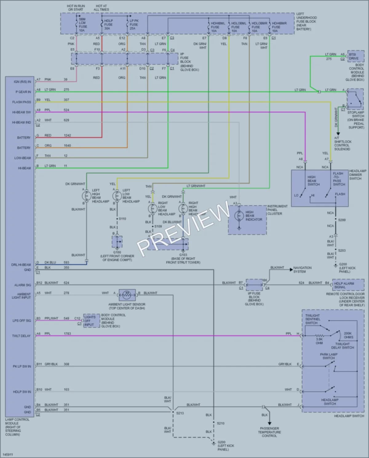 2001 Buick ParkAvenue Headlights wiring diagram preview