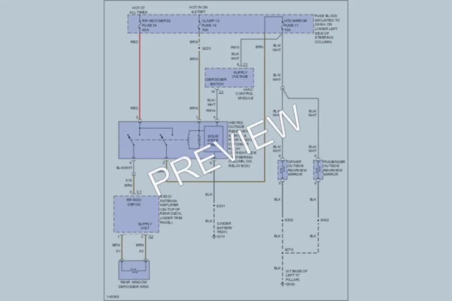 2001 Cadillac Catera Defoggers wiring diagram preview