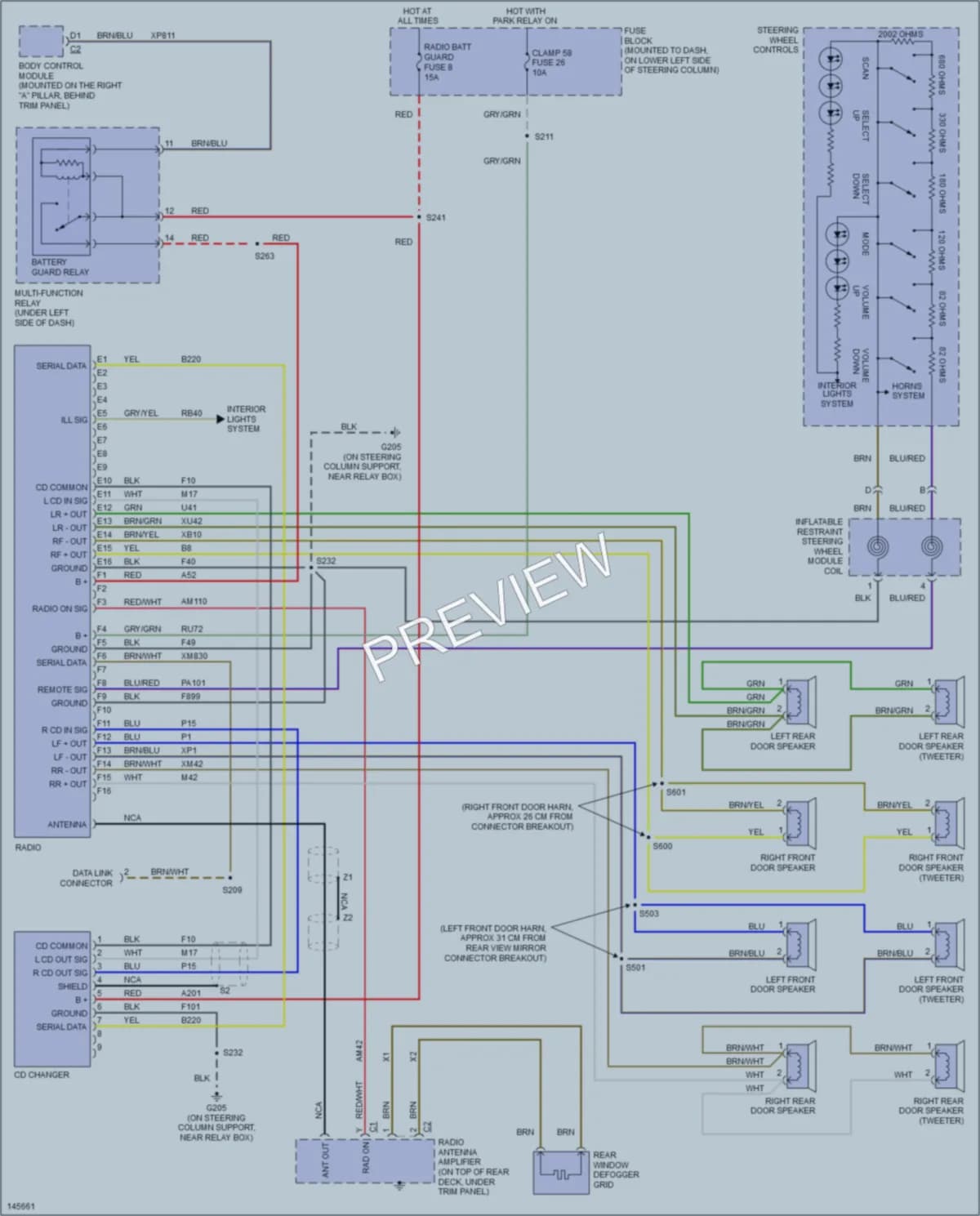 2001 Cadillac Catera Radio wiring diagram preview