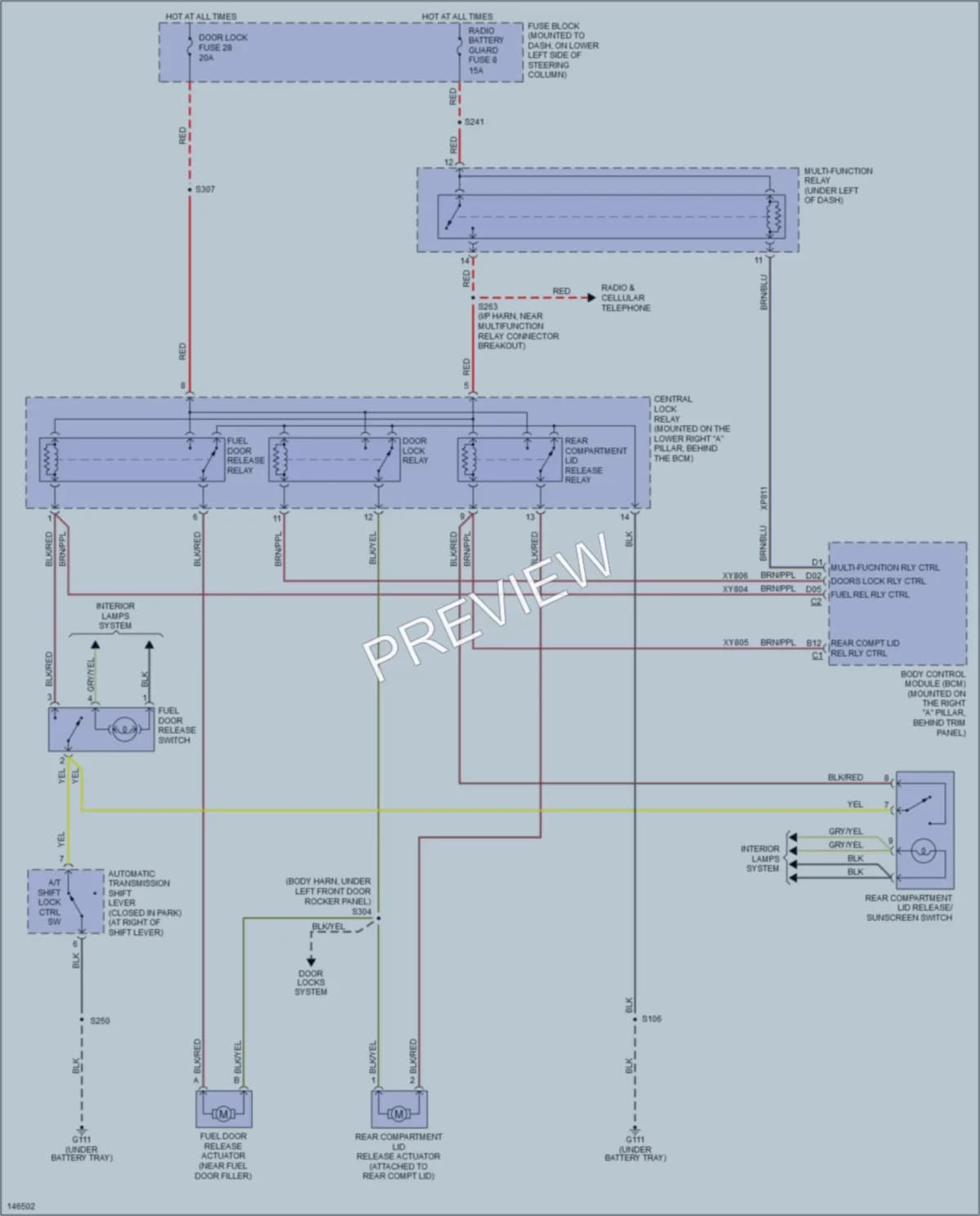 2001 Cadillac Catera Trunk Tailgate Fuel Door wiring diagram preview