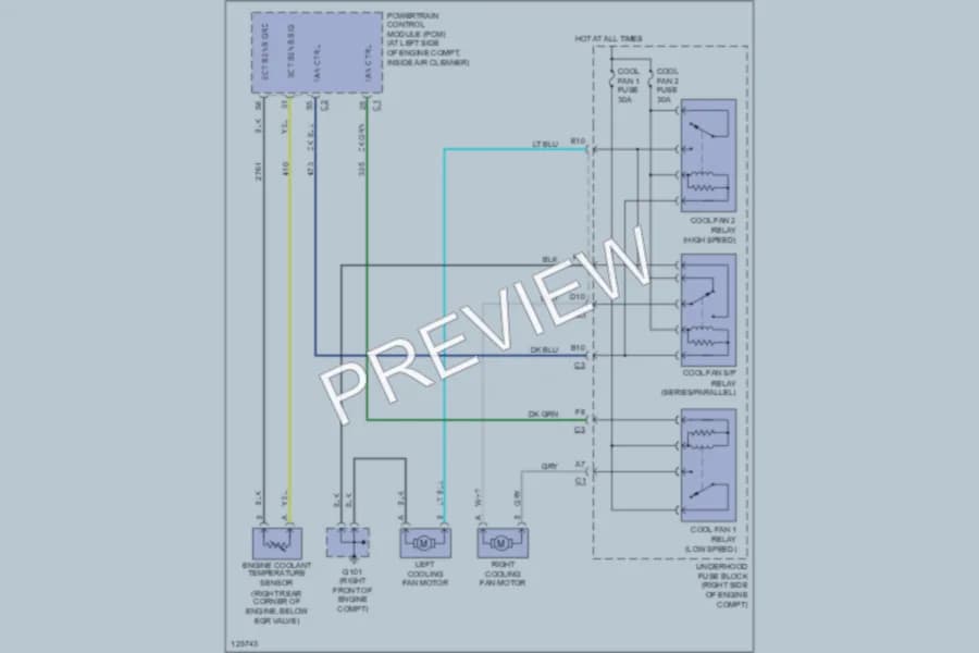 2001 Cadillac DeVille Cooling Fan wiring diagram preview