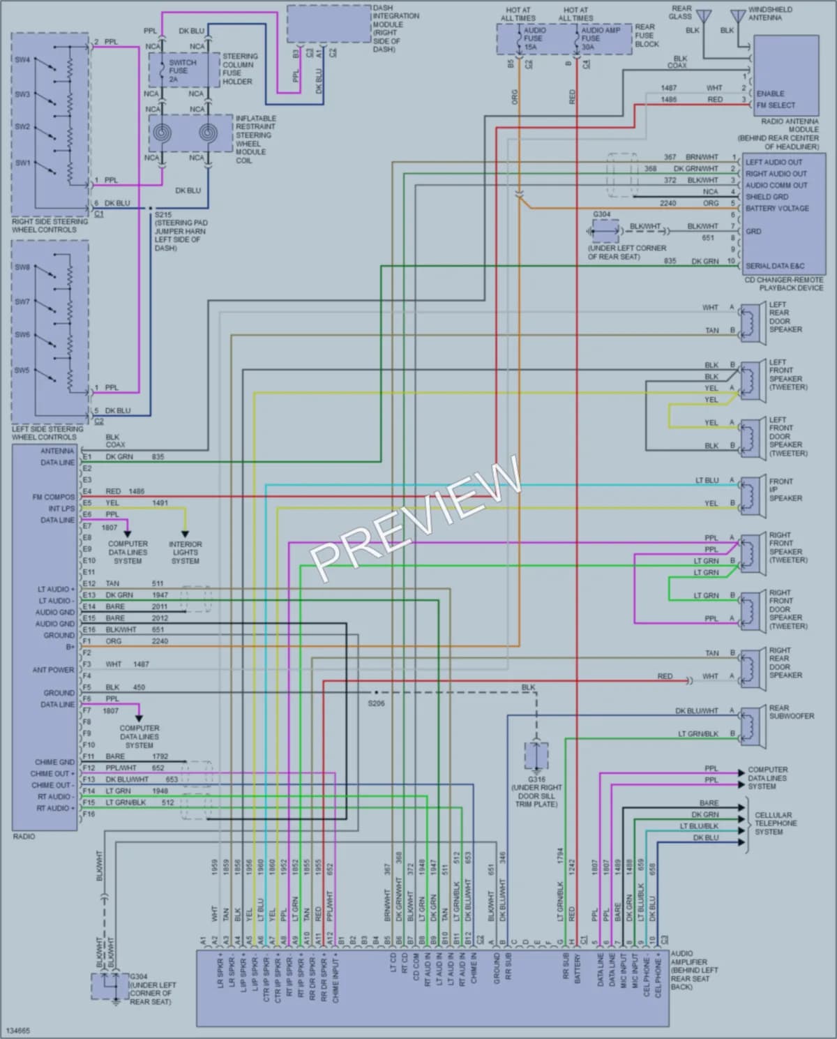 2001 Cadillac DeVille Radio wiring diagram preview