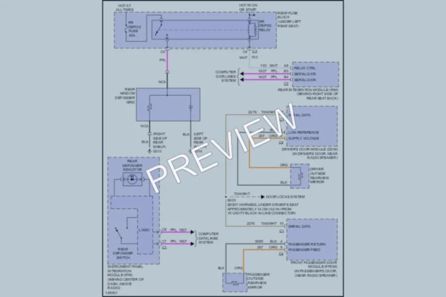 2001 Cadillac Seville Defoggers wiring diagram preview