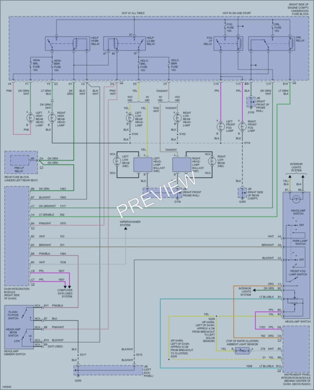 2001 Cadillac Seville Headlights wiring diagram preview