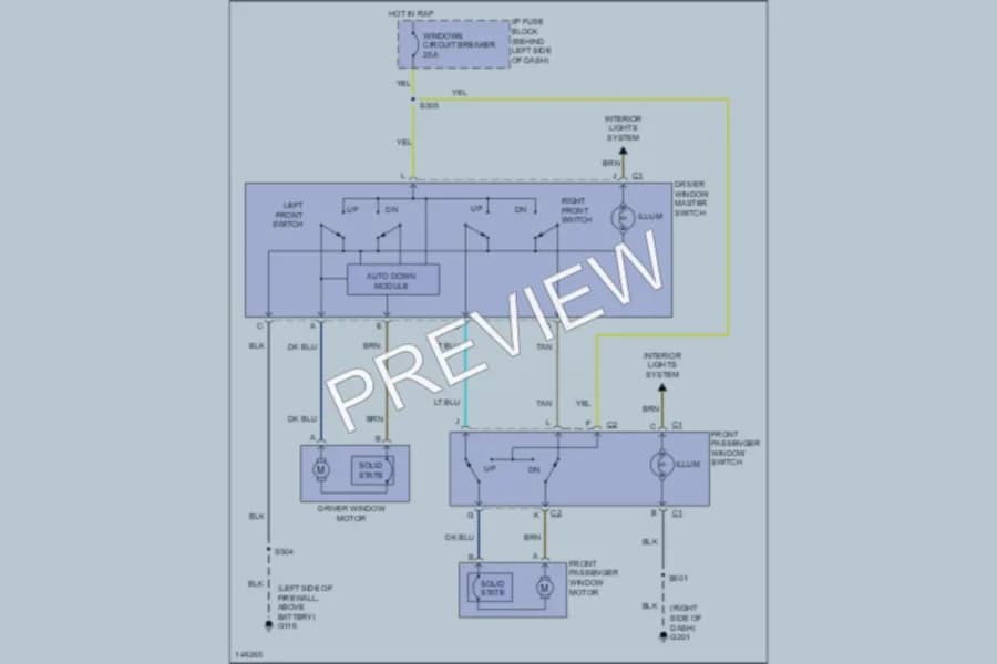2001 Chevrolet Astro Power Windows wiring diagram preview