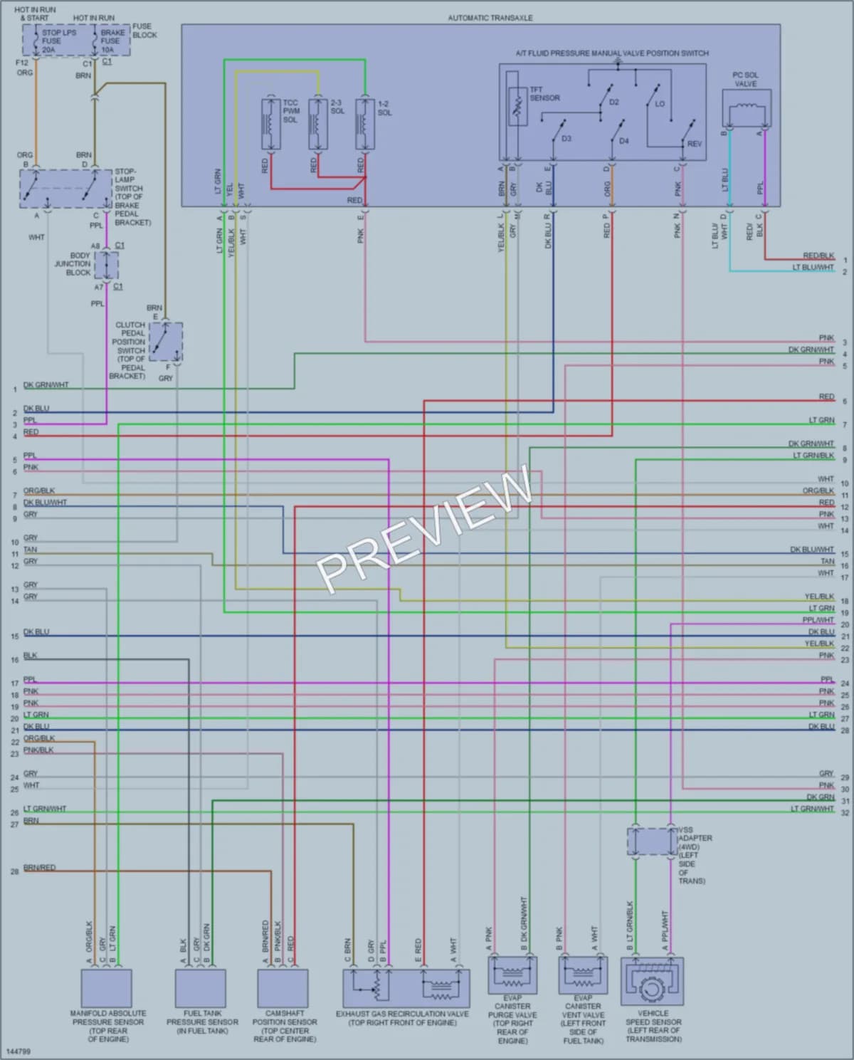 2001 Chevrolet 1500 Hd Engine Performance wiring diagram preview with protected circuit layout