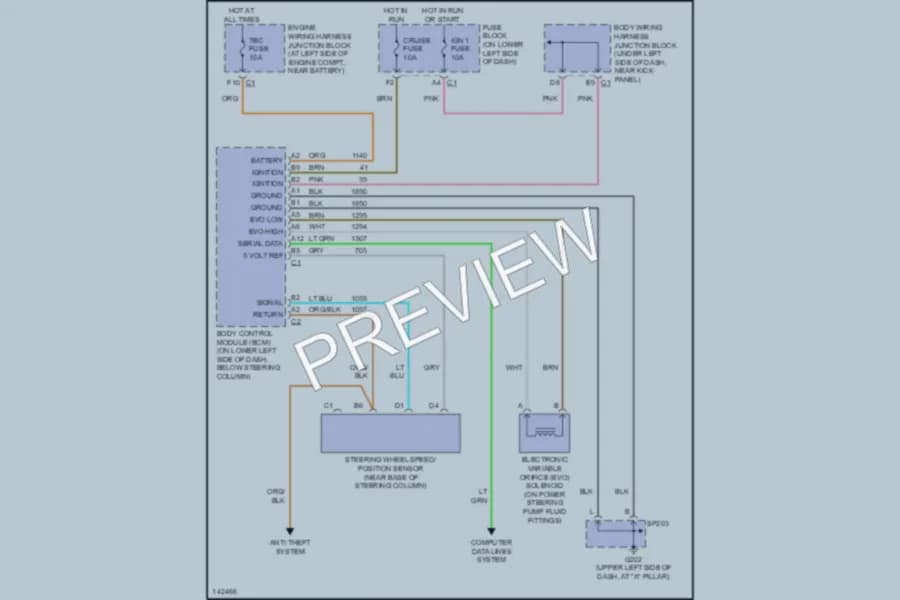 2001 Chevrolet 3500 Electronic Power Steering wiring diagram preview with protected circuit layout