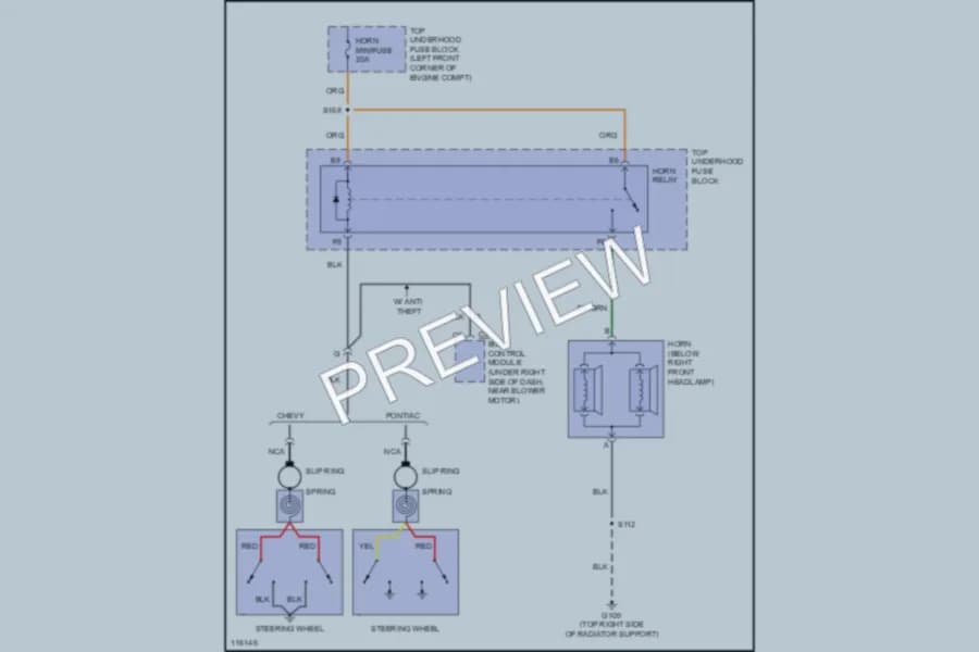 2001 Chevrolet Camaro Horn wiring diagram preview