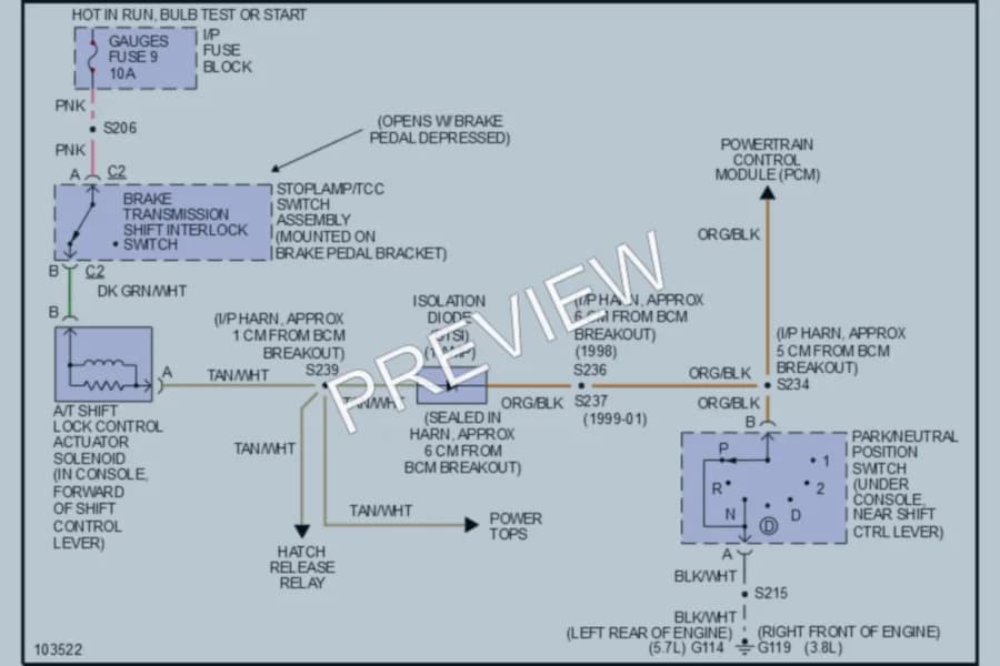 2001 Chevrolet Camaro Shift Interlocks wiring diagram preview