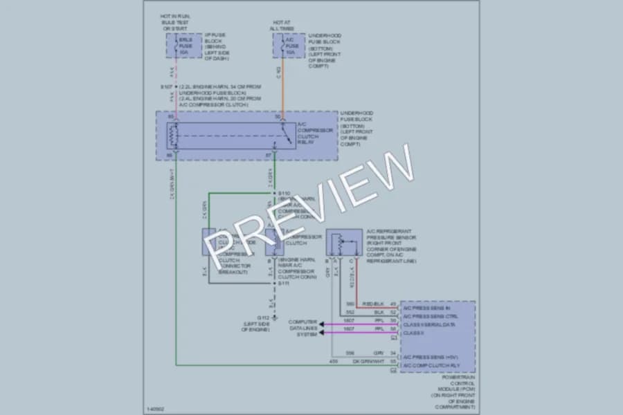 2001 Chevrolet Cavalier Air Conditioning wiring diagram preview