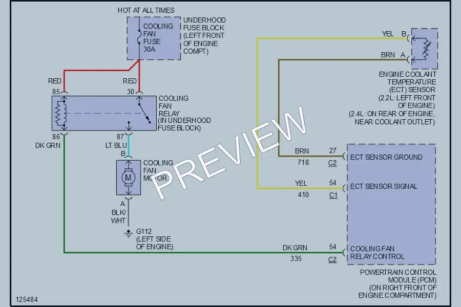 2001 Chevrolet Cavalier Cooling Fan wiring diagram preview
