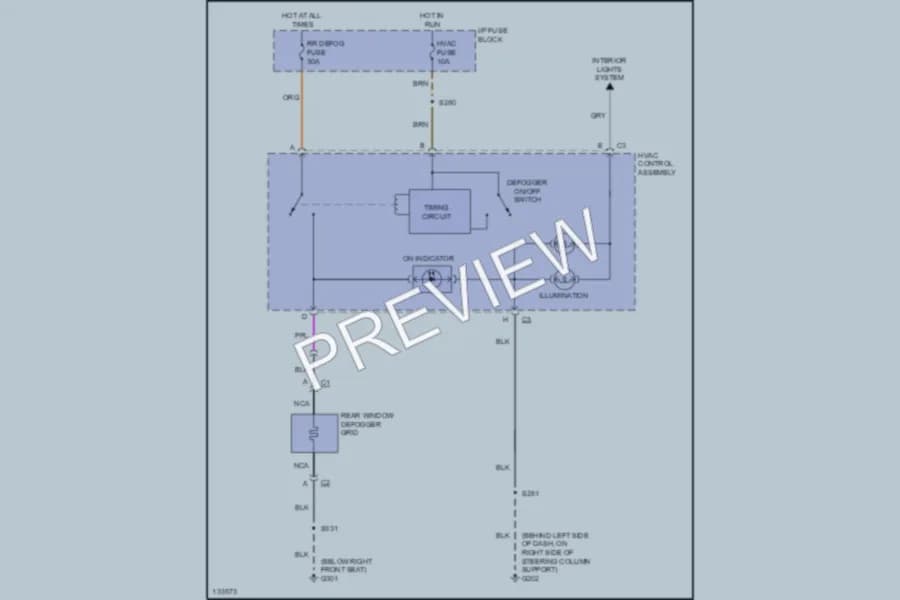 2001 Chevrolet Cavalier Defoggers wiring diagram preview