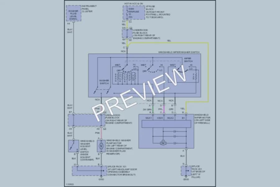 2001 Chevrolet Corvette Wiper Washer wiring diagram preview