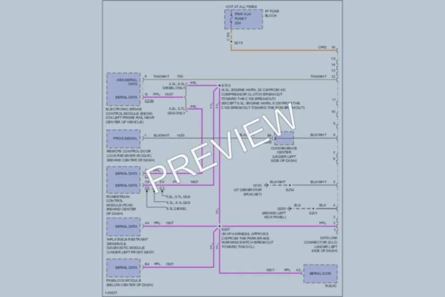 2001 Chevrolet G3500 Computer Data Lines wiring diagram preview with protected circuit layout