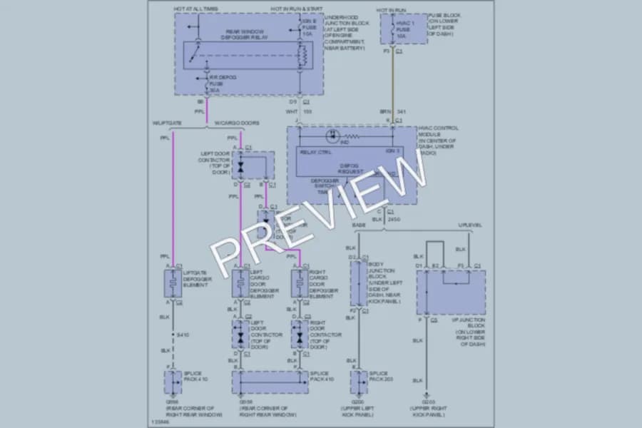 2001 Chevrolet K1500Suburban Defoggers wiring diagram preview