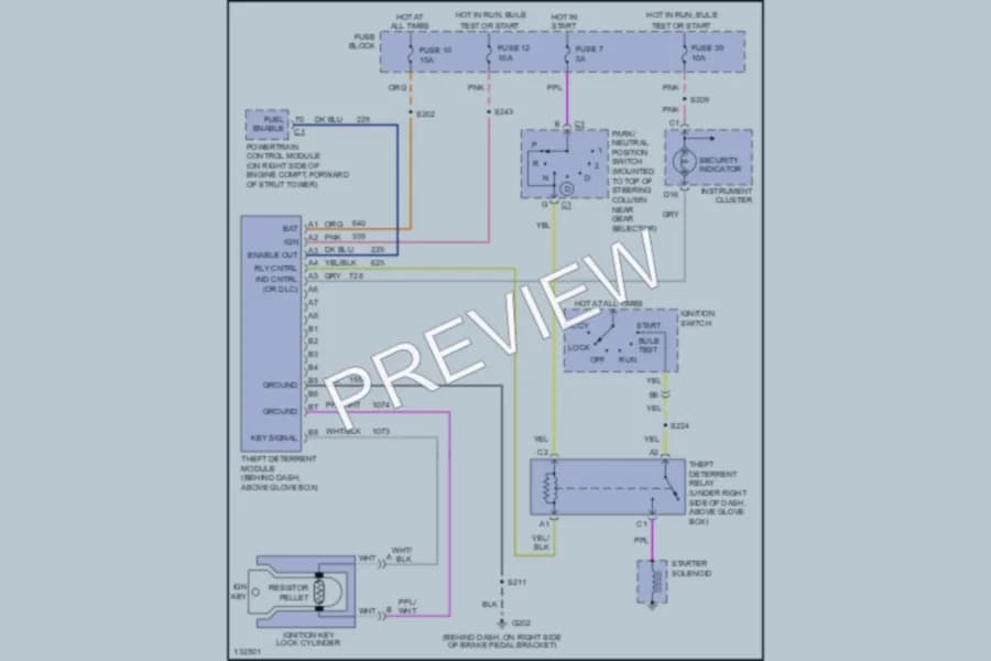 2001 Chevrolet Lumina Anti Theft wiring diagram preview