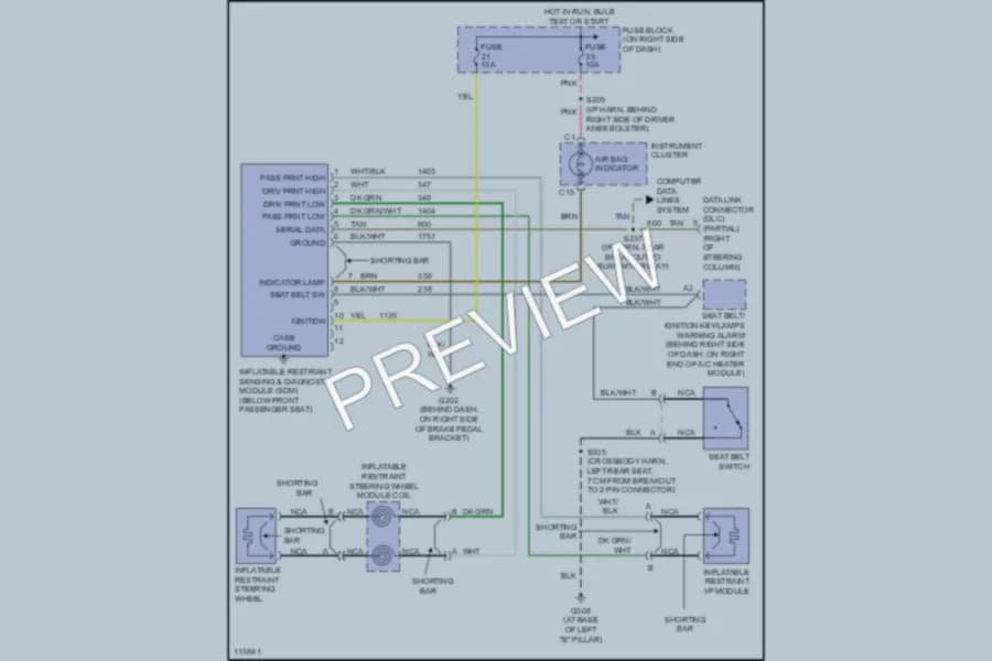 2001 Chevrolet Lumina Supplemental Restraints wiring diagram preview