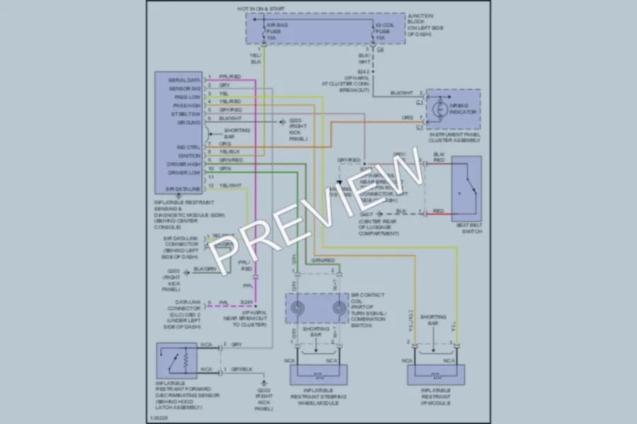 2001 Chevrolet Metro Supplemental Restraints wiring diagram preview