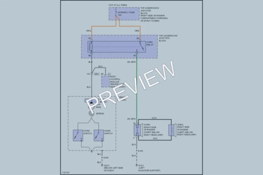 2001 Chevrolet MonteCarlo Horn wiring diagram preview