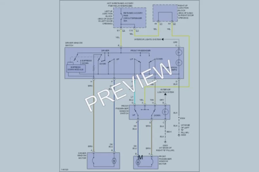 2001 Chevrolet MonteCarlo Power Windows wiring diagram preview