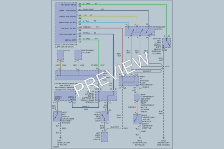 2001 Chevrolet MonteCarlo Warning Systems wiring diagram preview