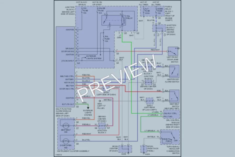 2001 Chevrolet Prizm Warning Systems wiring diagram preview
