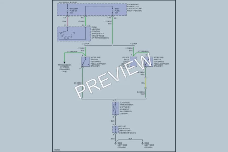 2001 Chevrolet S10 Shift Interlocks wiring diagram preview