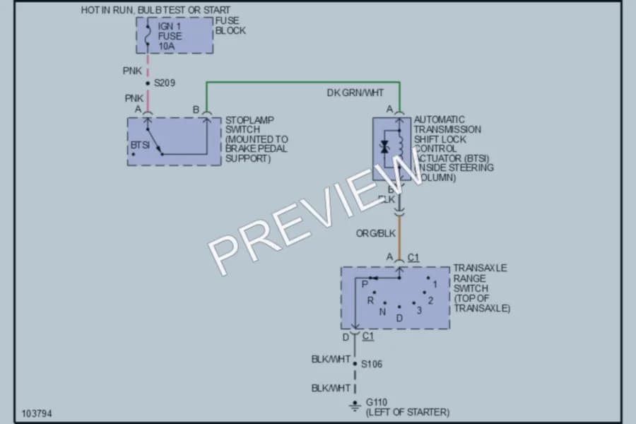 2001 Chevrolet Venture Shift Interlocks wiring diagram preview
